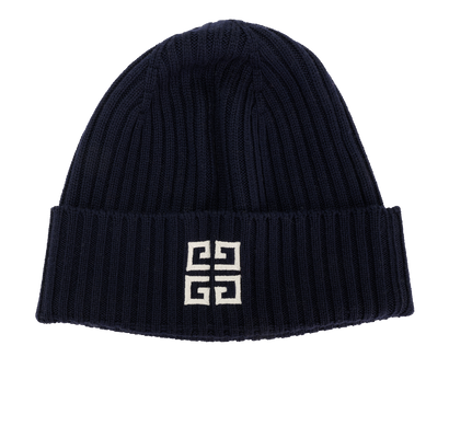 Givenchy Logo Beanie, &pound;150, Accessories, Navy, Wool, Front view