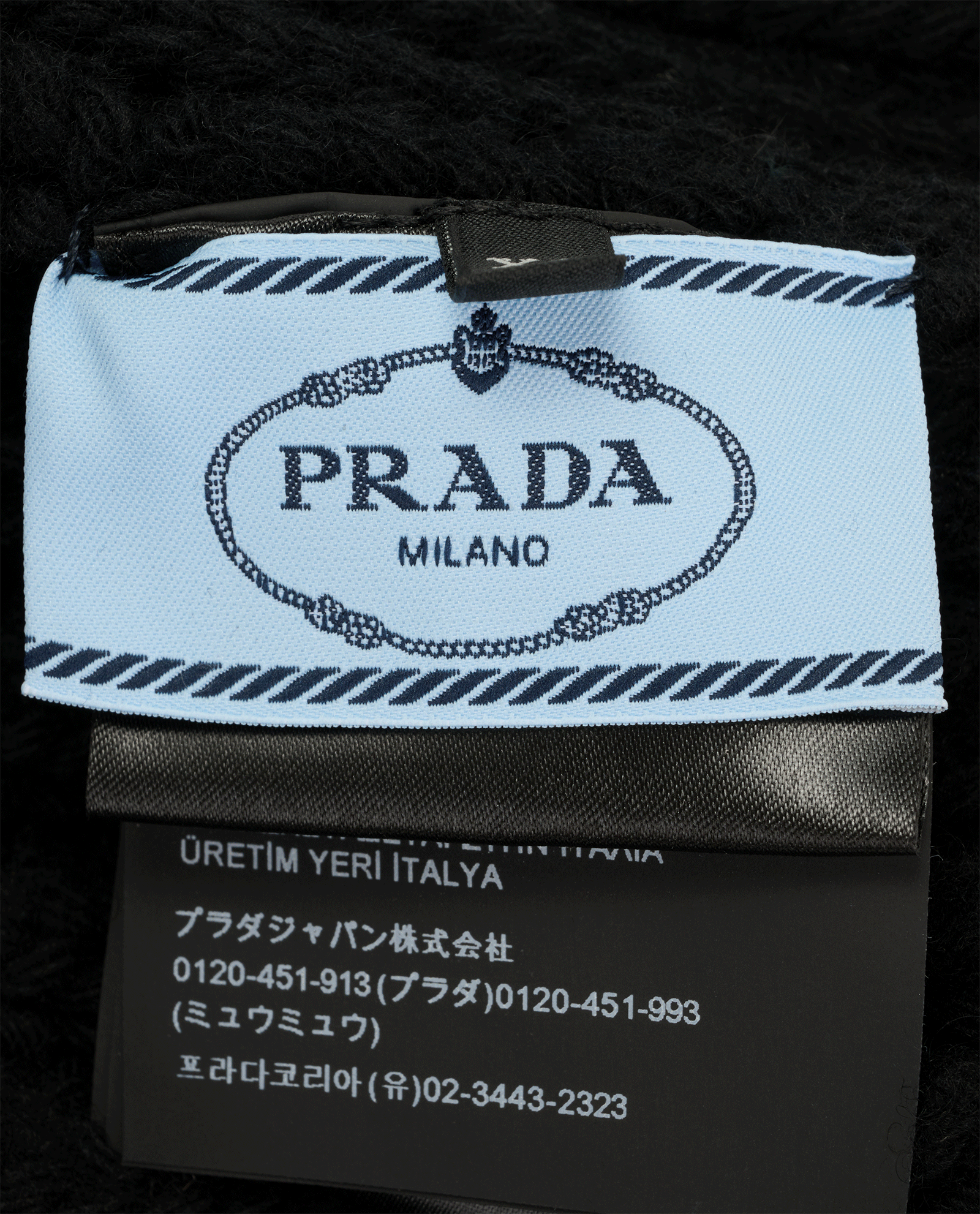 Prada Triangle Patch Beanie, &pound;220, Accessories, Black, Cashmere/Wool, Other view