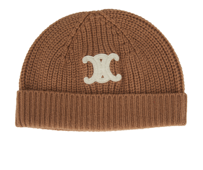 Celine Triomphe Beanie, &pound;320, Accessories, Tan, Cashmere, Front view