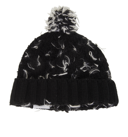 Chanel Pom Pom Beanie, &pound;295, Accessories, Black, Cashmere/Wool, Front view