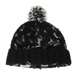 Chanel Pom Pom Beanie, Wool/Cashmere, Black, Sz L, 3*