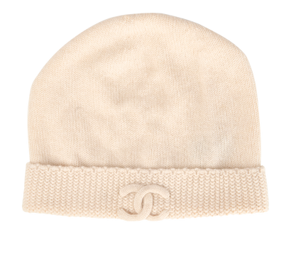 Chanel CC Beanie, &pound;375, Accessories, Cream, Cashmere, Front view
