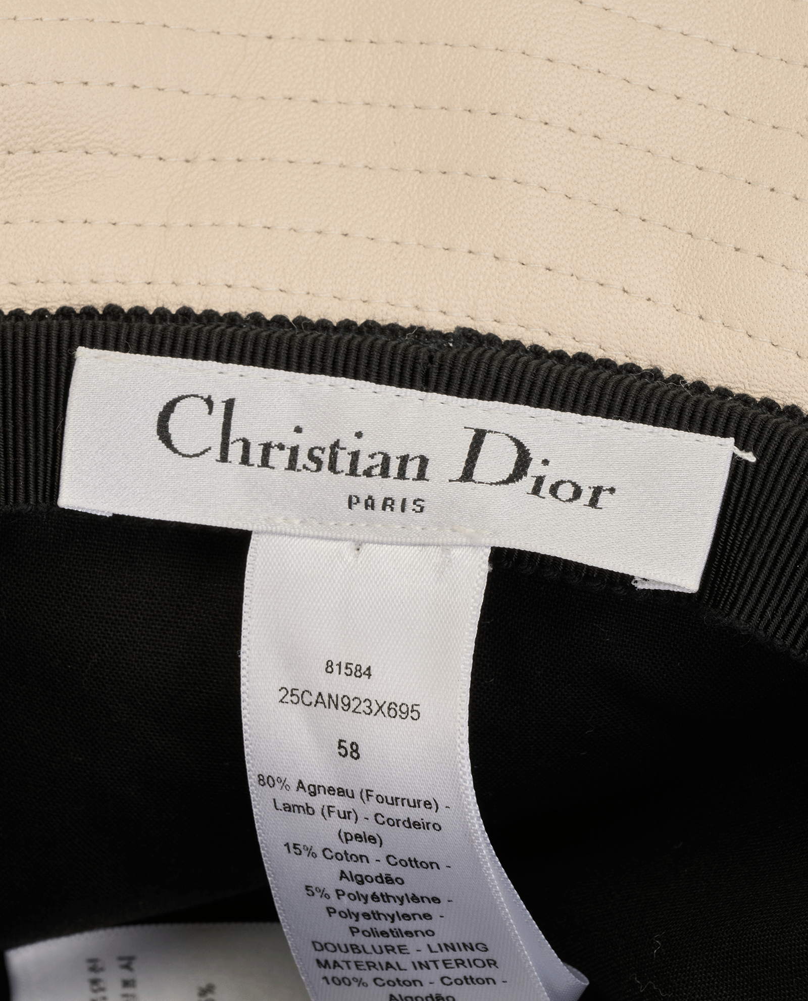 Christian Dior D-Bobby Bucket Hat, &pound;350, Accessories, Cream, Shearling, Other view