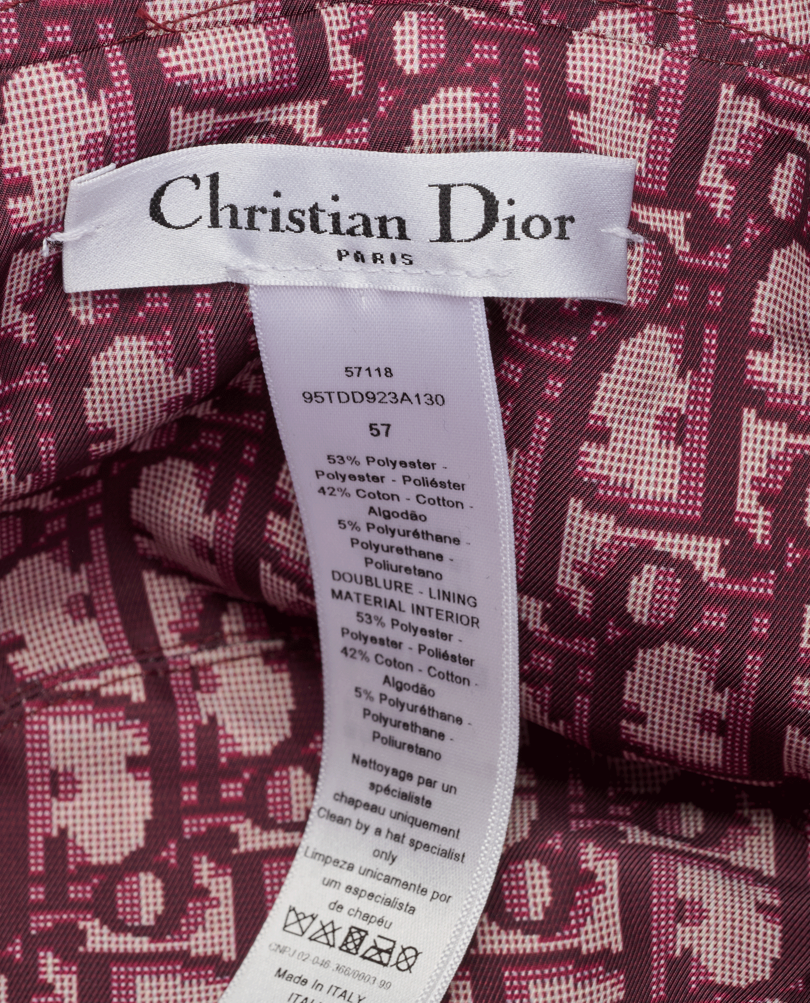 Christian Dior Reversible Teddy-D Bucket Hat, &pound;270, Accessories, Burgundy, Polyester (Polymer), Other view