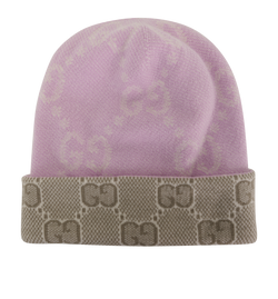 Gucci GG Knit Beanie, Wool, Purple, Sz L, 3*