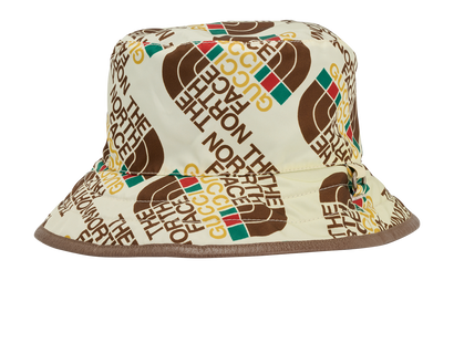 Gucci x The North Face Self-Tie Logo Bucket Hat, &pound;120, Accessories, Brown/Cream, Polyester, Front view