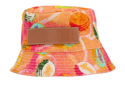 Loewe x Paula’s Ibiza Bottle Caps Bucket Hat, &pound;175, Accessories, Orange/Pink, Cotton, Front view
