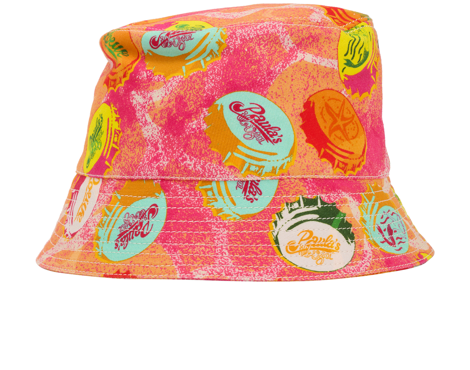 Loewe x Paula’s Ibiza Bottle Caps Bucket Hat, &pound;175, Accessories, Orange/Pink, Cotton, Back view
