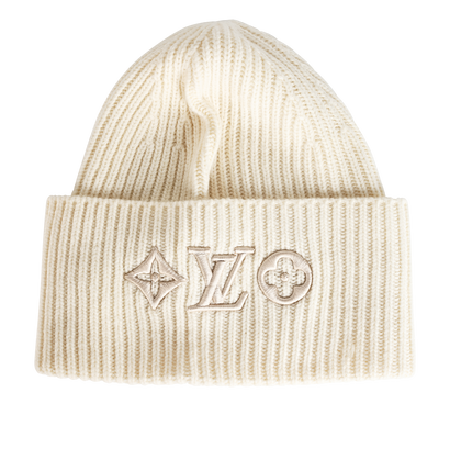 Louis Vuitton LV Headline Beanie, &pound;250, Accessories, White, Wool, Front view