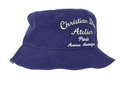 Christian Dior Atelier Bucket Hat, Cotton, Blue/Silver, Sz M, DB, 3*