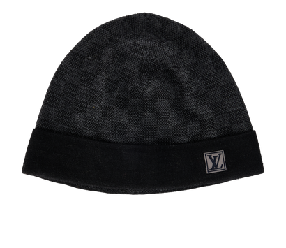 Louis Vuitton Neo Petit Damier Beanie, £195, Accessories, Black/Grey, Wool, Front view