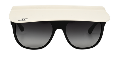 Chanel 71046 CC Visor Sunglasses, £240, Accessories, Black/White, Front view