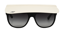 Chanel 71046 CC Visor Sunglasses, Acetate, Black/White, C, 2*