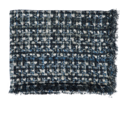 Chanel Tweed-Print Scarf, Cashmere, Blue, 3*