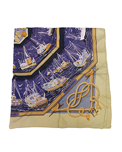 Hermes Dela Perriere Scarf, Silk, Yellow/Blue, 2