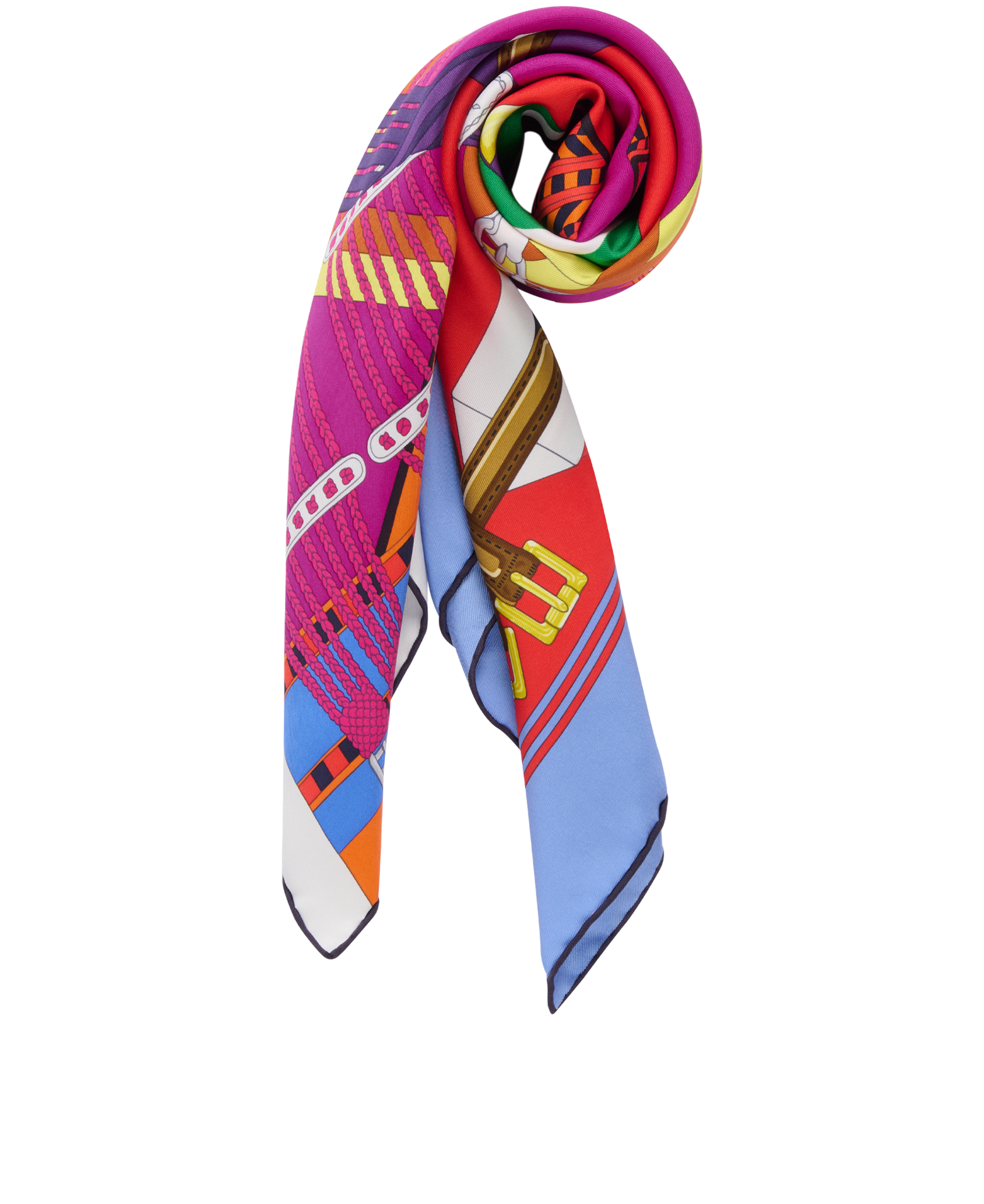 Hermes Double Sangle Scarf 90, &pound;275, Accessories, Blue/Orange/Red, Silk, Other view