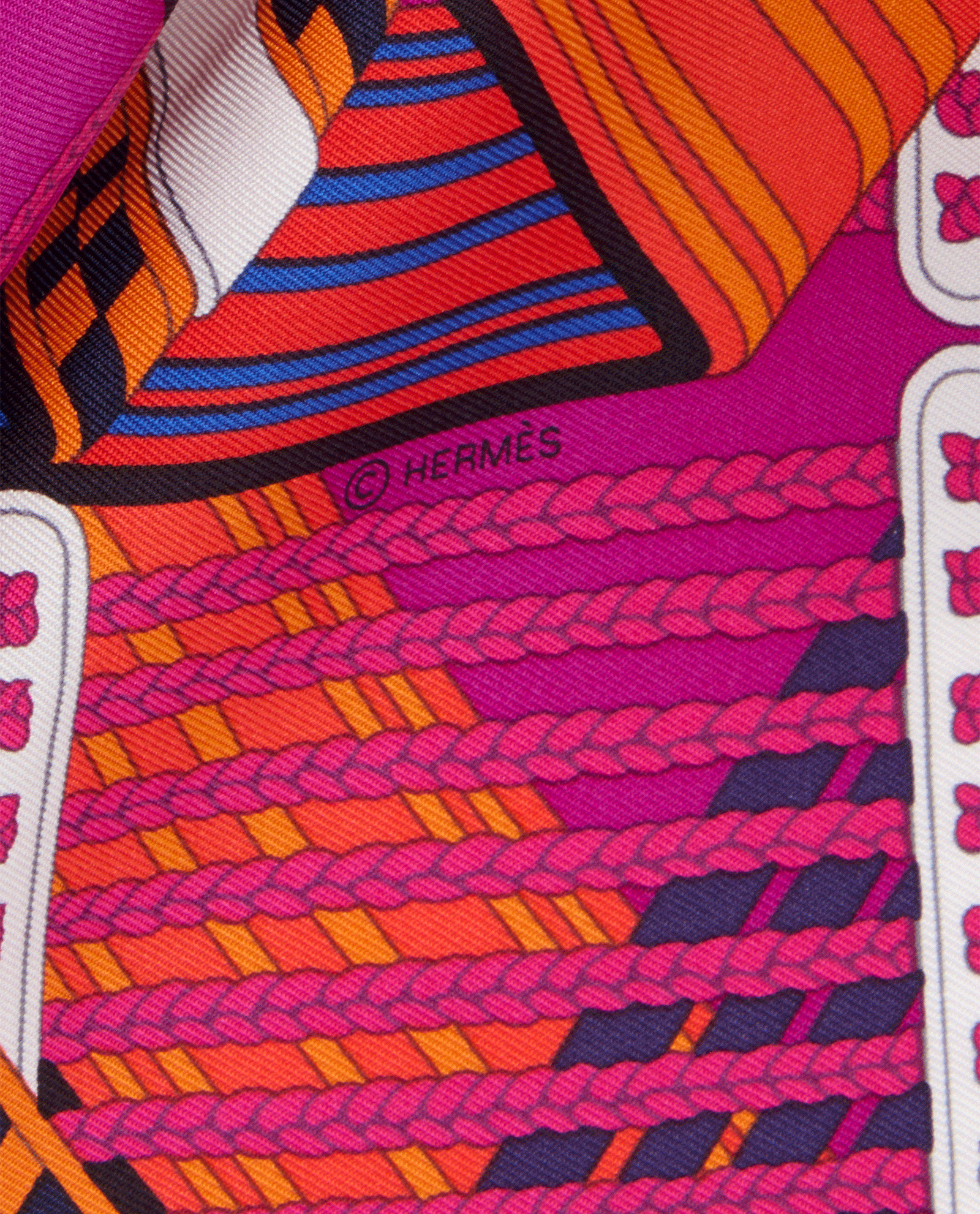 Hermes Double Sangle Scarf 90, &pound;275, Accessories, Blue/Orange/Red, Silk, Other view