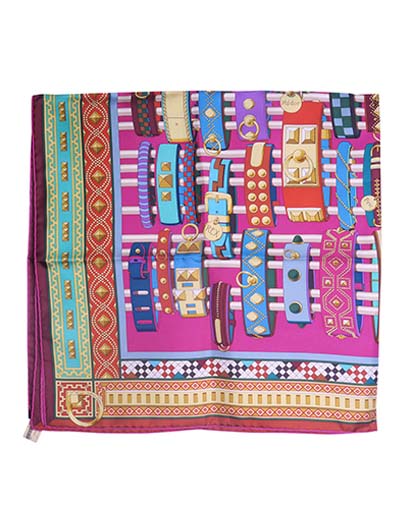 Hermes Colliers De Chien Scarf, &pound;190, Accessories, Pink, Silk, Front view