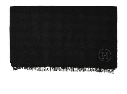 Hermes H Detail Scarf, £310, Accessories, Black, Cashmere, Front view