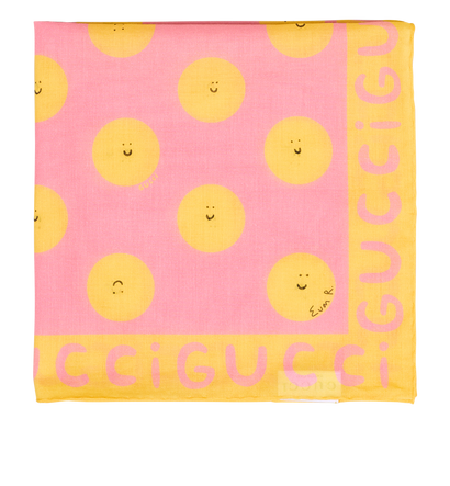Gucci x E.Roberts Smile Print Bandana, &pound;120, Accessories, Pink/Yellow, Cotton, Front view