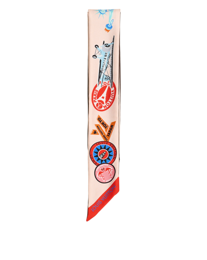 Louis Vuitton World Tour Sticker Bandeau, &pound;110, Accessories, Brown/Pink, Silk, Front view
