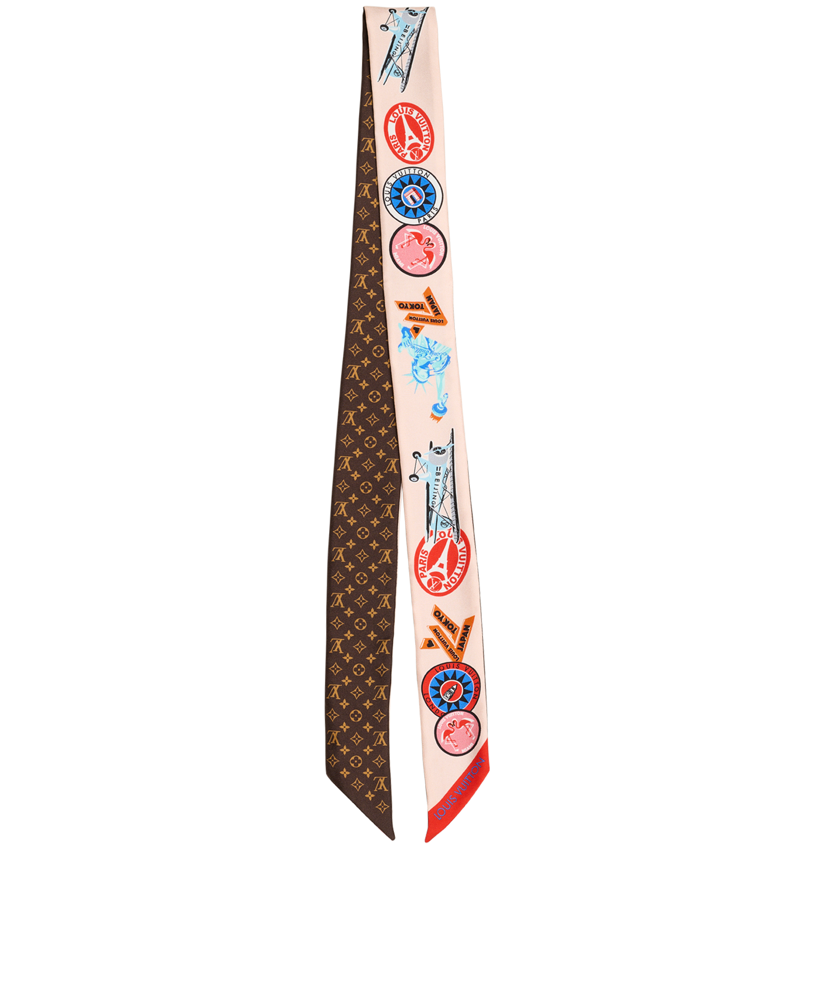 Louis Vuitton World Tour Sticker Bandeau, &pound;110, Accessories, Brown/Pink, Silk, Back view