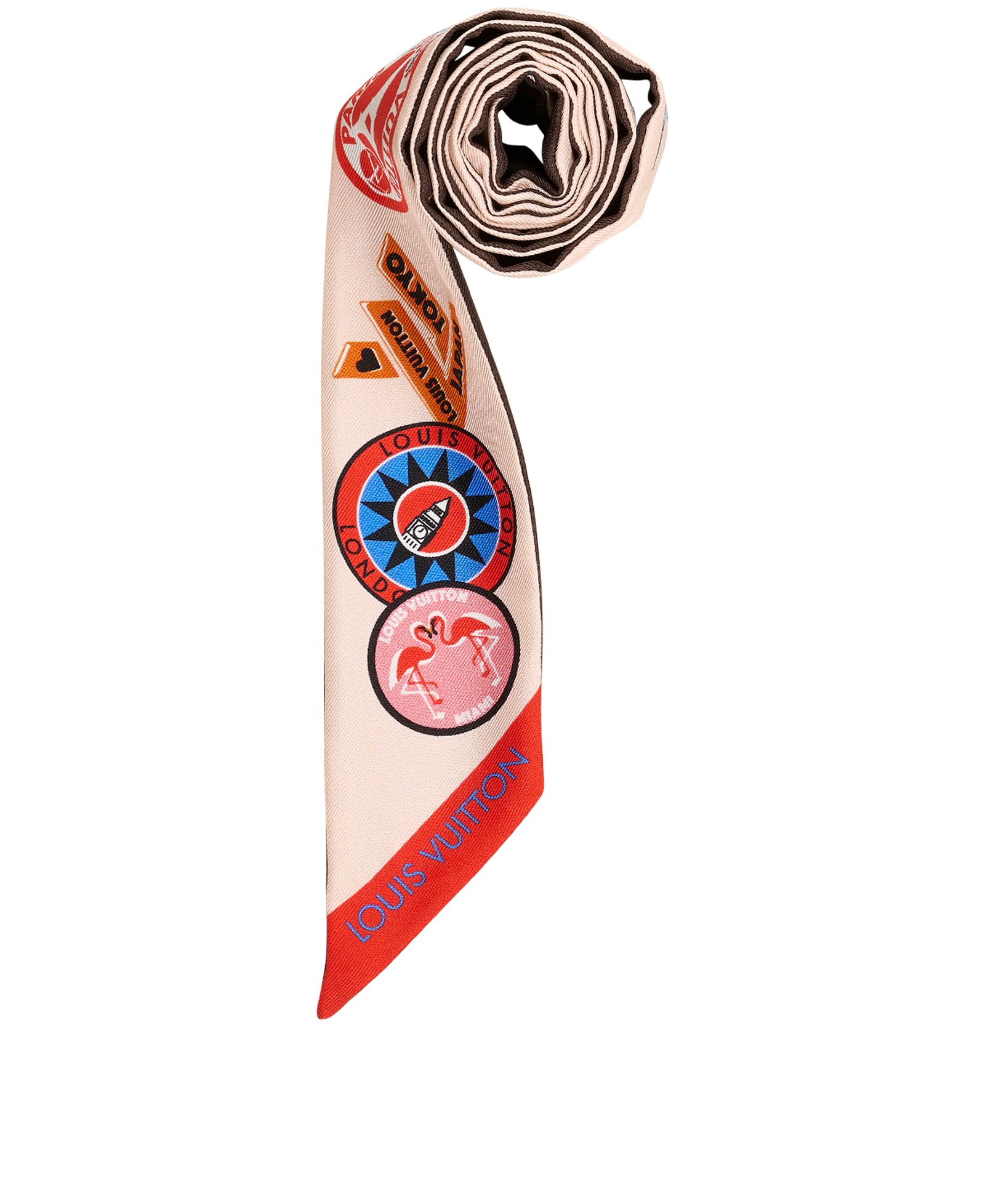 Louis Vuitton World Tour Sticker Bandeau, &pound;110, Accessories, Brown/Pink, Silk, Other view