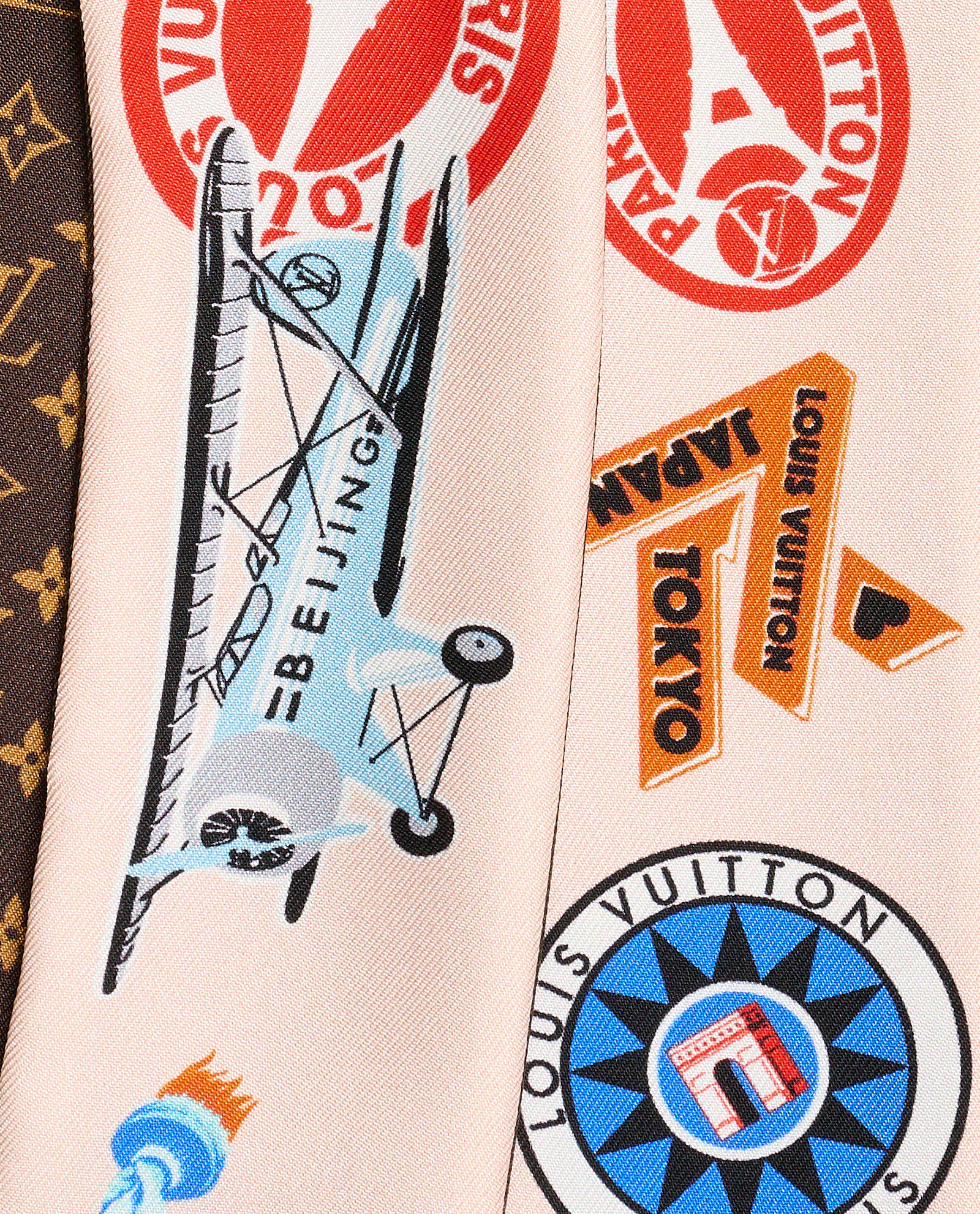 Louis Vuitton World Tour Sticker Bandeau, &pound;110, Accessories, Brown/Pink, Silk, Other view