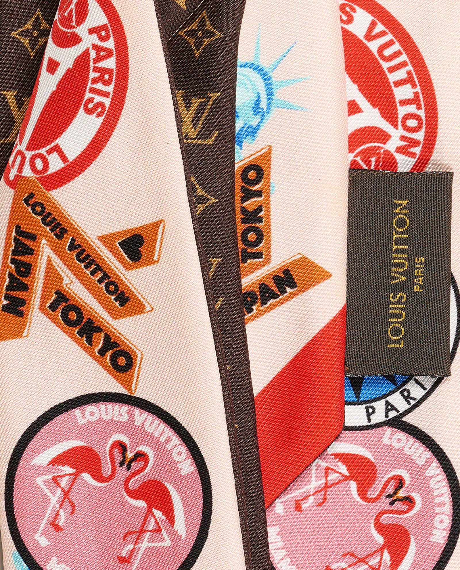 Louis Vuitton World Tour Sticker Bandeau, &pound;110, Accessories, Brown/Pink, Silk, Other view
