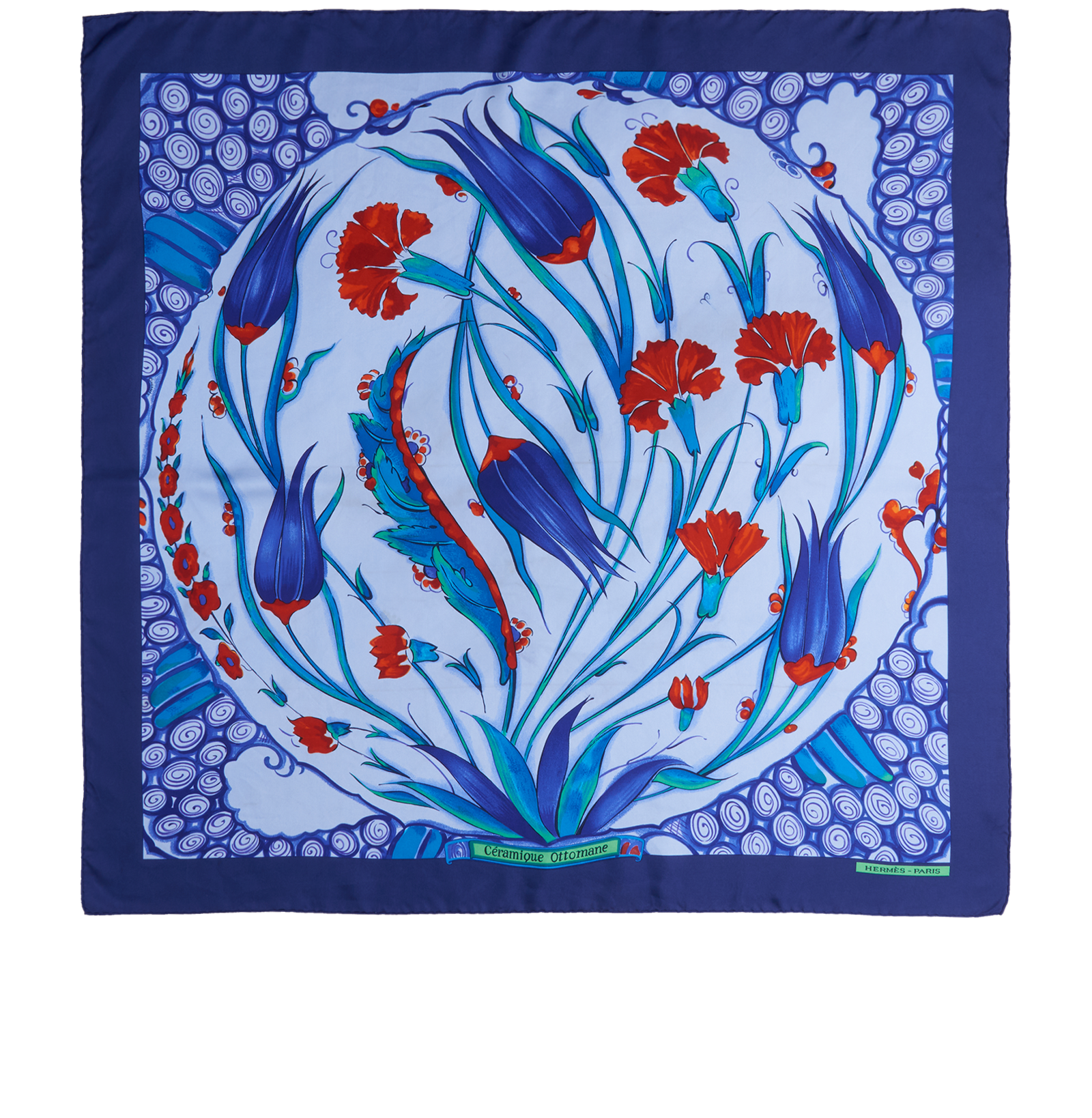 Hermes Ceramique Ottomane Carre 90, &pound;250, Accessories, Blue, Silk, Back view