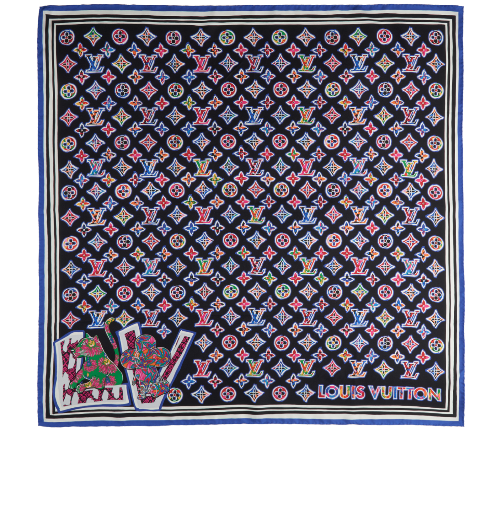 Louis Vuitton Monogram Vivienne Scarf, &pound;350, Accessories, Black, Silk, Back view