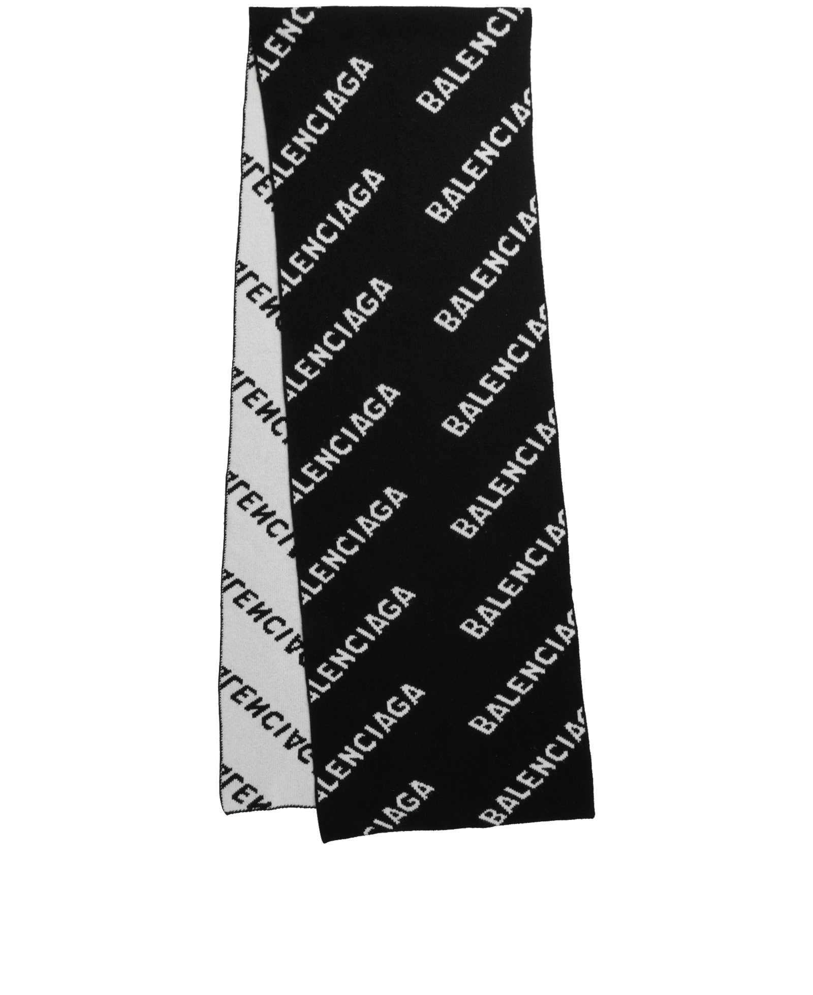 Balenciaga Allover Logo Reversible Scarf, &pound;110, Accessories, Black/White, Wool, Back view