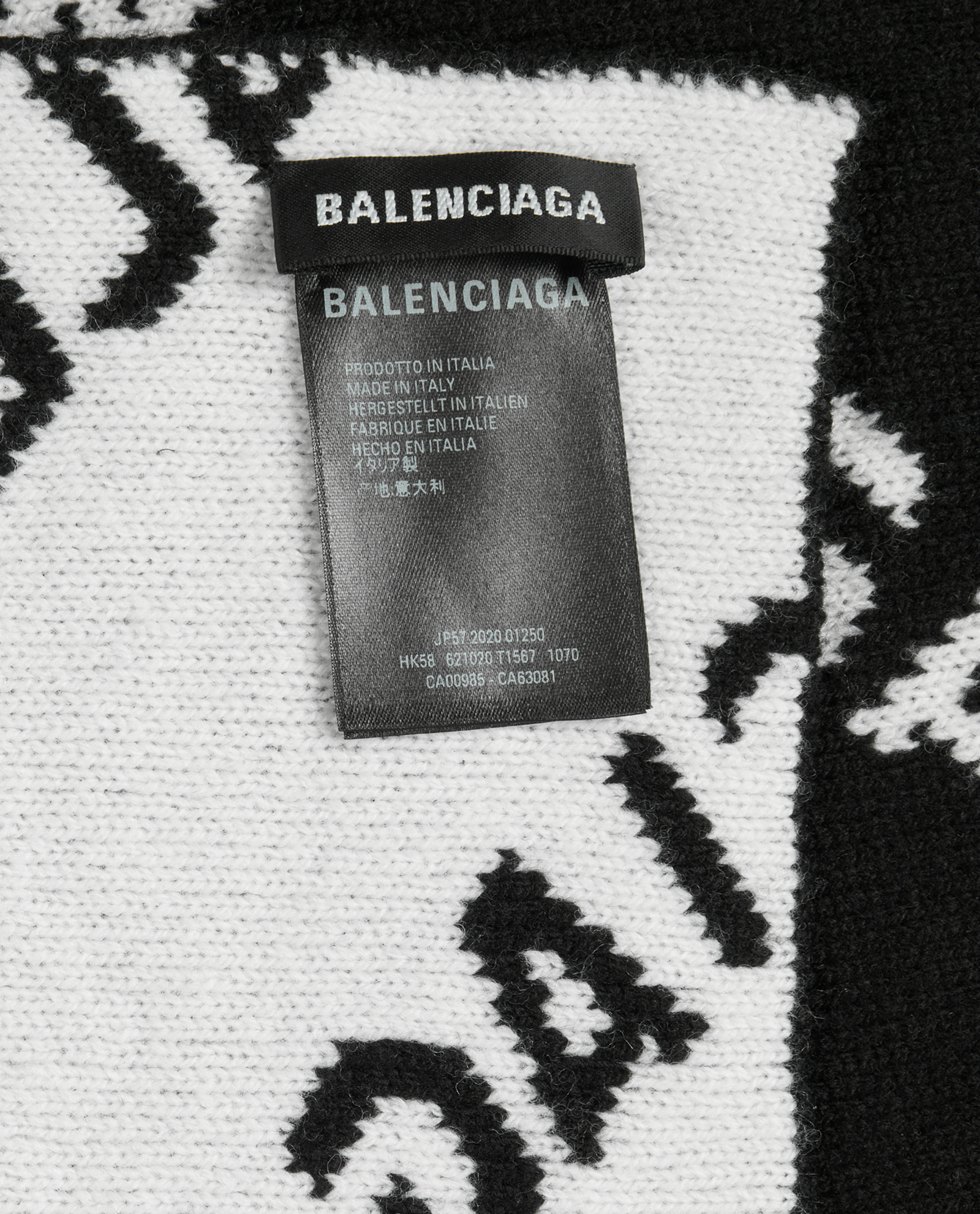 Balenciaga Allover Logo Reversible Scarf, &pound;110, Accessories, Black/White, Wool, Other view