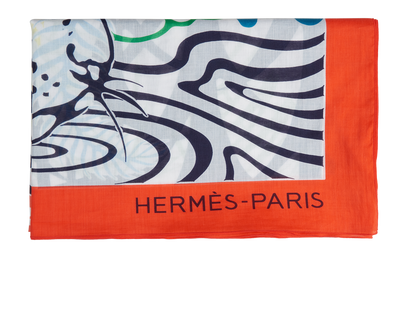Hermes Jaguar Quetzal Scarf, &pound;320, Accessories, Black/Red, Cotton, Front view