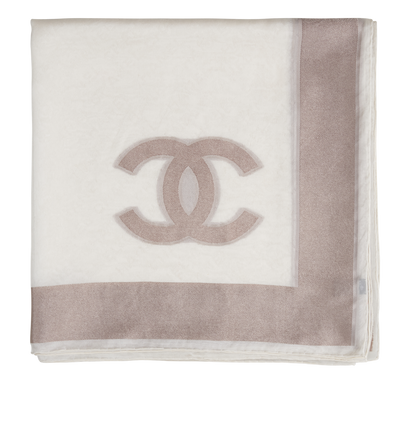 Chanel CC Scarf, &pound;320, Accessories, Grey/White, Silk, Front view