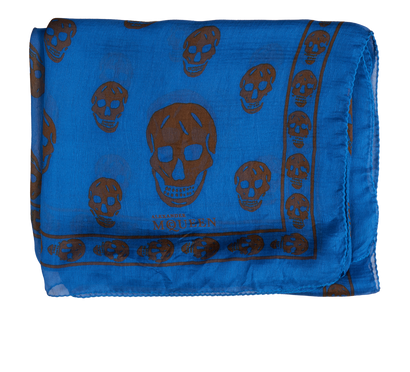Alexander McQueen Skull Scarf, &pound;110, Accessories, Blue, Silk, Front view