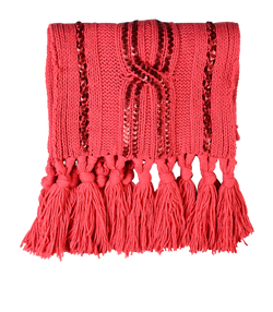Mulberry Sequins Knitted Long Scarf, Wool, Pink/Red, 2*