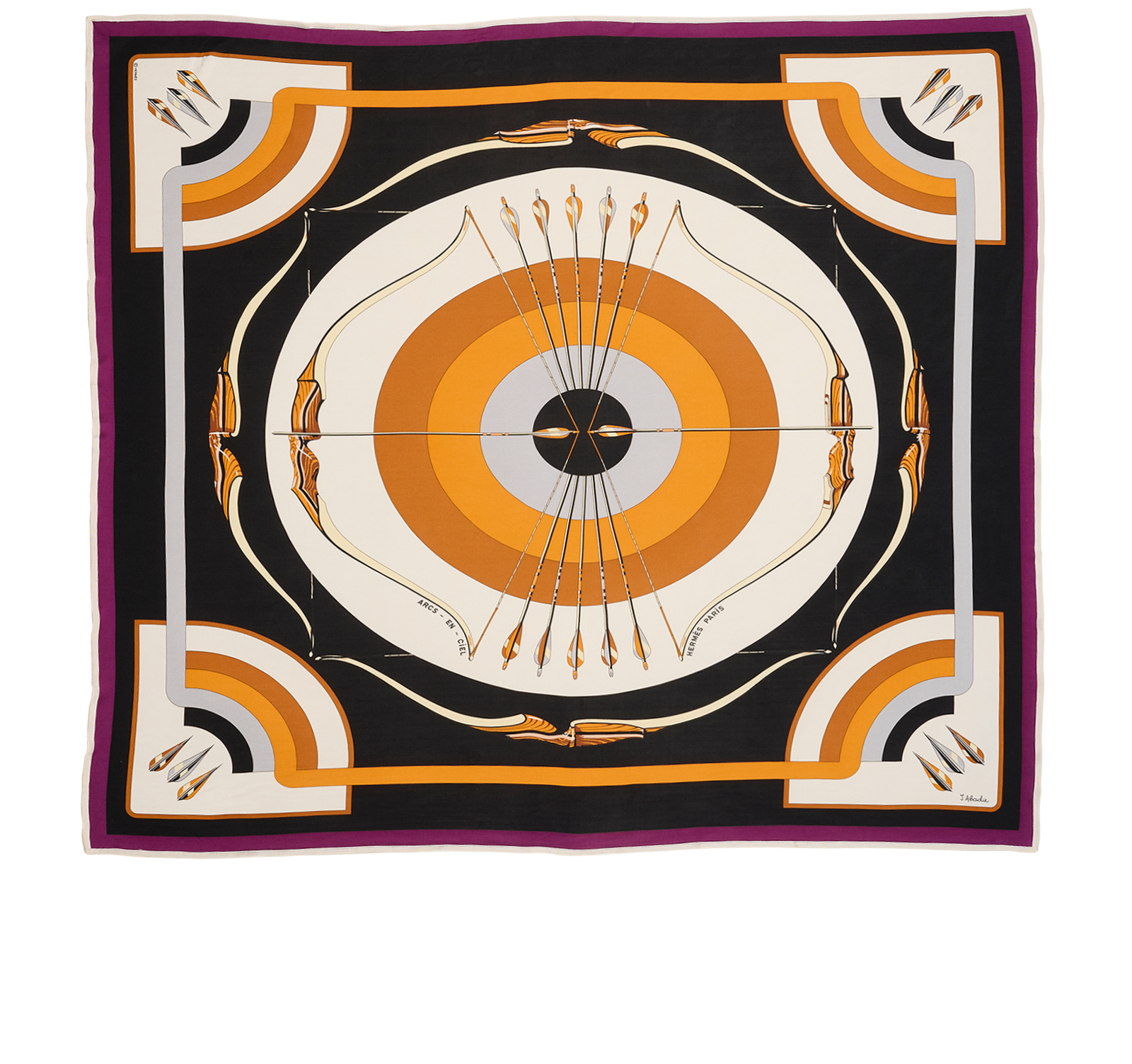 Hermes Arcs En Ciel Scarf, &pound;275, Accessories, Black/Purple/White, Silk, Back view