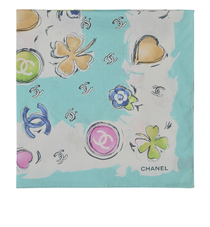 Chanel Square Scarf, £230, Accessories, Blue/White, Cotton, Front view