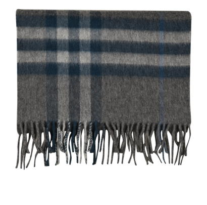 Burberry Check Scarf, &pound;160, Accessories, Blue/Grey, Cashmere, Front view