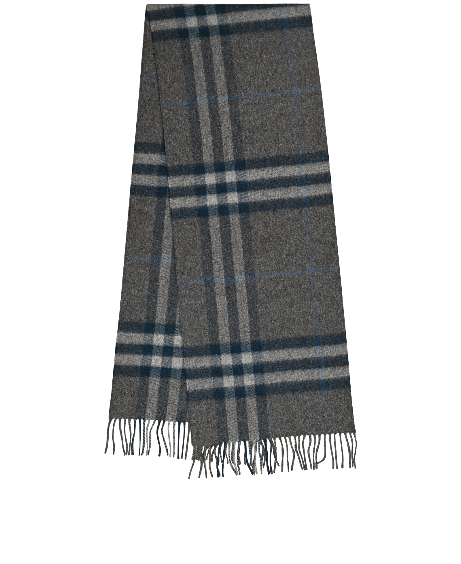 Burberry Check Scarf, &pound;160, Accessories, Blue/Grey, Cashmere, Back view