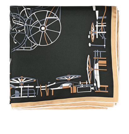 Hermes Complication Equestre Scarf, &pound;295, Accessories, Green, Silk, Front view