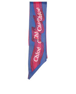 Chloe Graphic Bandeau Scarf, Silk, Blue/Pink, MII, 3*