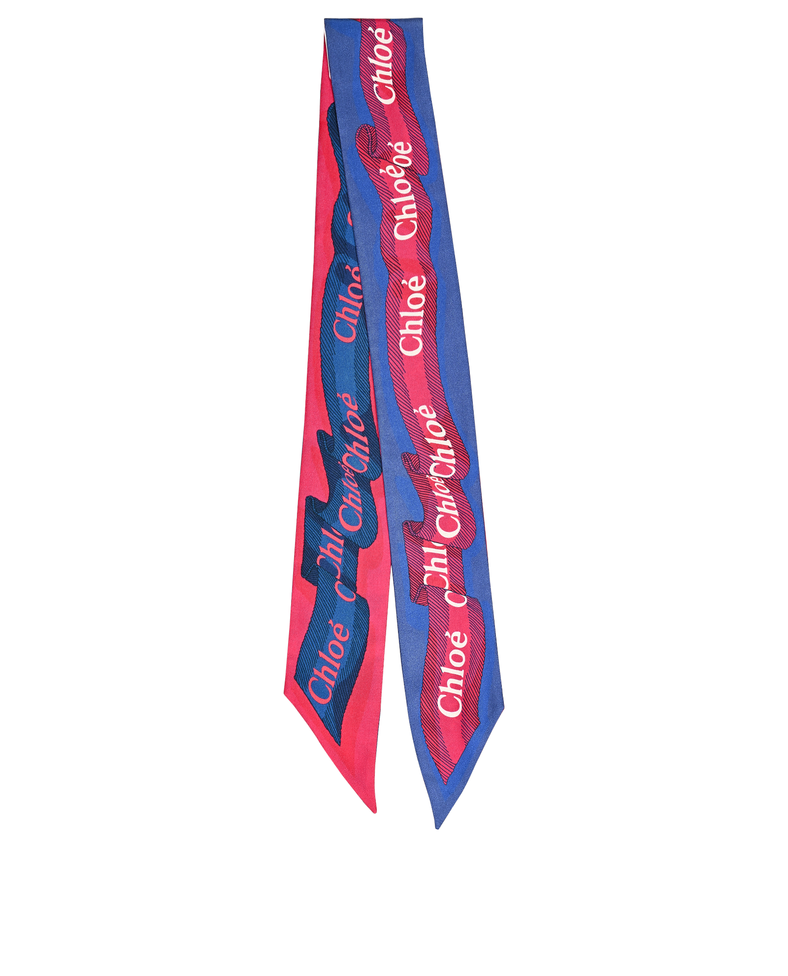 Chloe Graphic Bandeau Scarf, &pound;80, Accessories, Blue/Pink, Silk, Back view