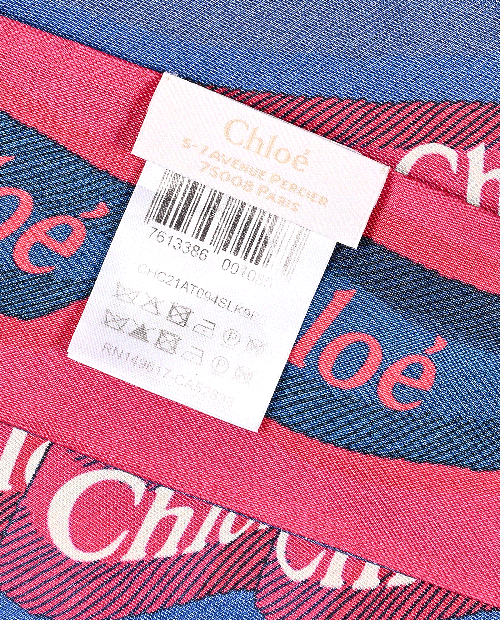 Chloe Graphic Bandeau Scarf, &pound;80, Accessories, Blue/Pink, Silk, Other view