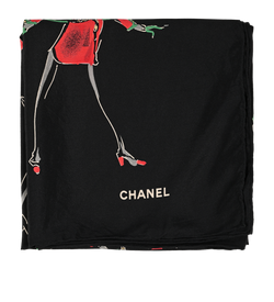 Chanel Coco Portraits Scarf, Silk, Black/Red/Green, 3*
