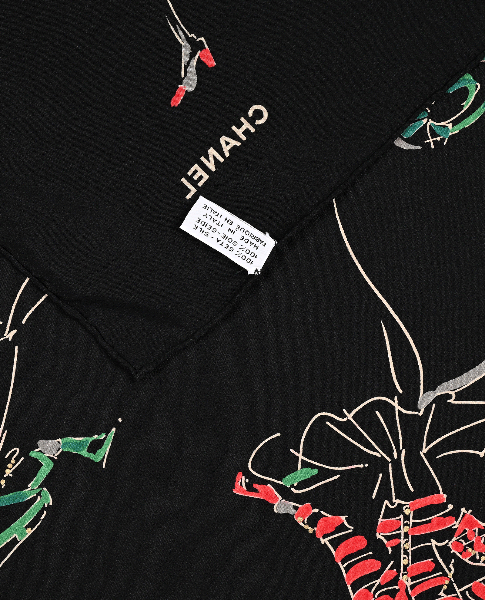 Chanel Coco Portraits Scarf, &pound;250, Accessories, Black/Green/Red, Silk, Other view