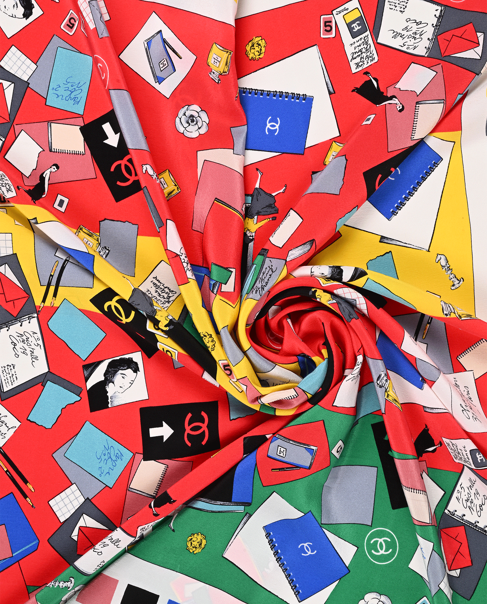 Chanel Coco Letters Scarf, &pound;250, Accessories, Black/Pink/White, Silk, Other view