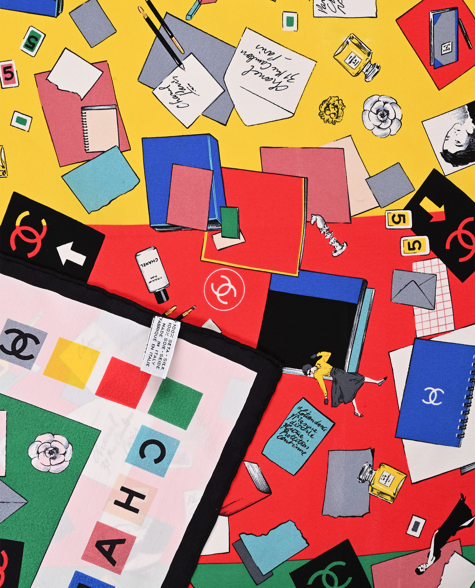 Chanel Coco Letters Scarf, &pound;250, Accessories, Black/Pink/White, Silk, Other view