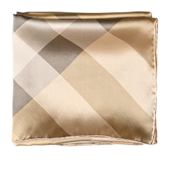 Burberry Check Square Scarf, Silk, Gold, MII, 3*